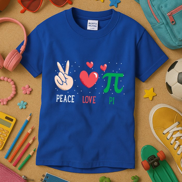 Peace Love Pi Happy Pi Day Funny Pi Day Math Geek Cute Gift Kids T-Shirt