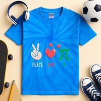 Peace Love Pi Happy Pi Day Funny Pi Day Math Geek Cute Gift Kids Tie-Dye T-Shirt