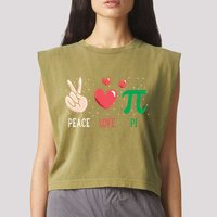 Peace Love Pi Happy Pi Day Funny Pi Day Math Geek Cute Gift Garment-Dyed Women's Muscle Tee