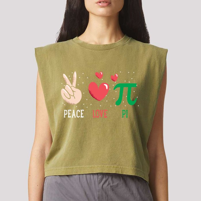 Peace Love Pi Happy Pi Day Funny Pi Day Math Geek Cute Gift Garment-Dyed Women's Muscle Tee