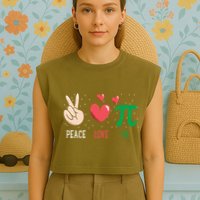 Peace Love Pi Happy Pi Day Funny Pi Day Math Geek Cute Gift Garment-Dyed Women's Muscle Tee