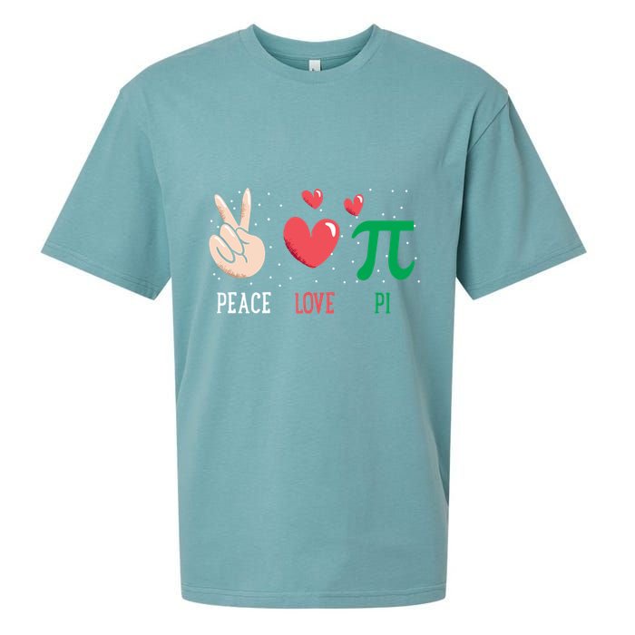 Peace Love Pi Happy Pi Day Funny Pi Day Math Geek Cute Gift Sueded Cloud Jersey T-Shirt