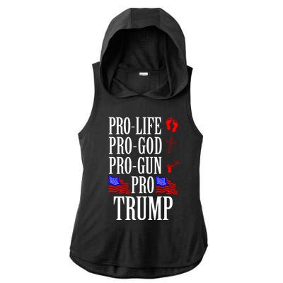 Pro Life Pro God Pro Gun Pro Trump 2024 Ladies PosiCharge Tri-Blend Wicking Draft Hoodie Tank