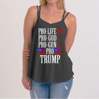 Pro Life Pro God Pro Gun Pro Trump 2024 Women's Strappy Tank