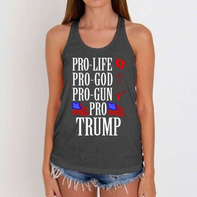 Pro Life Pro God Pro Gun Pro Trump 2024 Women's Knotted Racerback Tank