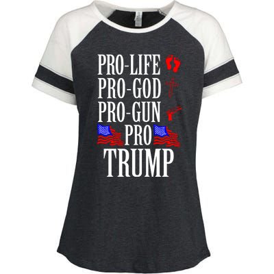 Pro Life Pro God Pro Gun Pro Trump 2024 Enza Ladies Jersey Colorblock Tee