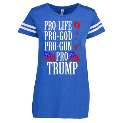 Pro Life Pro God Pro Gun Pro Trump 2024 Enza Ladies Jersey Football T-Shirt