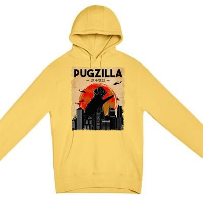 Pug Lover Pugzilla Funny Pug Funny Dog  Premium Pullover Hoodie