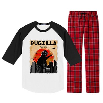 Pug Lover Pugzilla Funny Pug Funny Dog  Raglan Sleeve Pajama Set