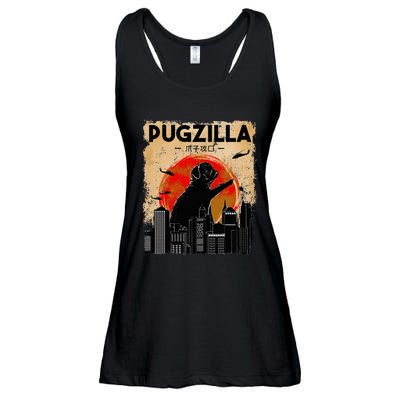 Pug Lover Pugzilla Funny Pug Funny Dog  Ladies Essential Flowy Tank