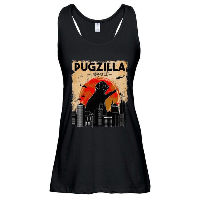 Pug Lover Pugzilla Funny Pug Funny Dog  Ladies Essential Flowy Tank