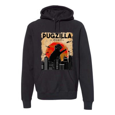 Pug Lover Pugzilla Funny Pug Funny Dog  Premium Hoodie