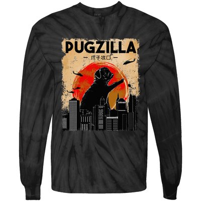 Pug Lover Pugzilla Funny Pug Funny Dog  Tie-Dye Long Sleeve Shirt