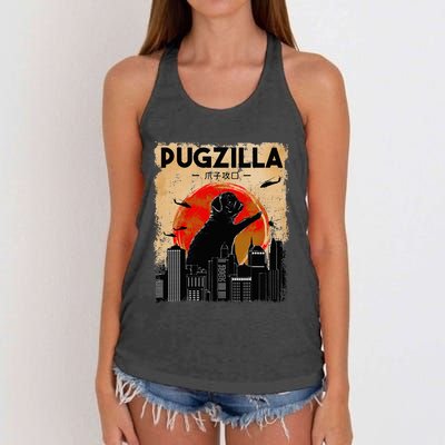 Pug Lover Pugzilla Funny Pug Funny Dog  Women's Knotted Racerback Tank