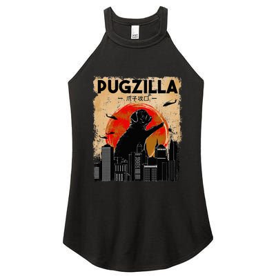 Pug Lover Pugzilla Funny Pug Funny Dog  Women's Perfect Tri Rocker Tank