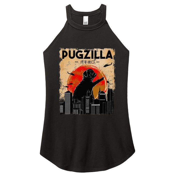 Pug Lover Pugzilla Funny Pug Funny Dog  Women's Perfect Tri Rocker Tank