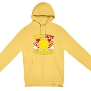 Peace Love Pickleball Sport Gift Pickleball Player Premium Pullover Hoodie