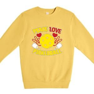 Peace Love Pickleball Sport Gift Pickleball Player Premium Crewneck Sweatshirt