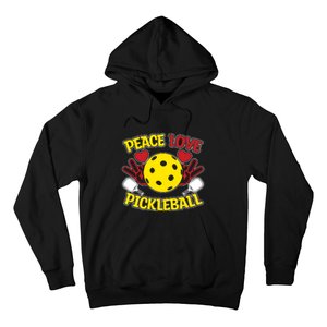 Peace Love Pickleball Sport Gift Pickleball Player Hoodie