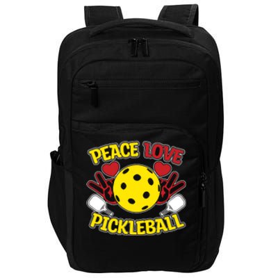 Peace Love Pickleball Sport Gift Pickleball Player Impact Tech Backpack