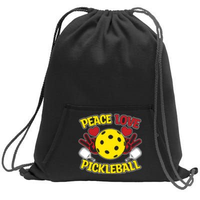 Peace Love Pickleball Sport Gift Pickleball Player Sweatshirt Cinch Pack Bag