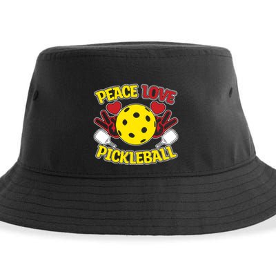 Peace Love Pickleball Sport Gift Pickleball Player Sustainable Bucket Hat