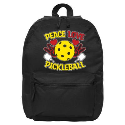 Peace Love Pickleball Sport Gift Pickleball Player 16 in Basic Backpack