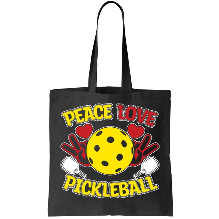 Peace Love Pickleball Sport Gift Pickleball Player Tote Bag