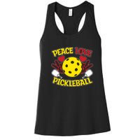 Peace Love Pickleball Sport Gift Pickleball Player Women's Racerback Tank