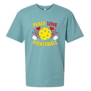 Peace Love Pickleball Sport Gift Pickleball Player Sueded Cloud Jersey T-Shirt