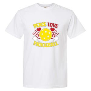 Peace Love Pickleball Sport Gift Pickleball Player Garment-Dyed Heavyweight T-Shirt