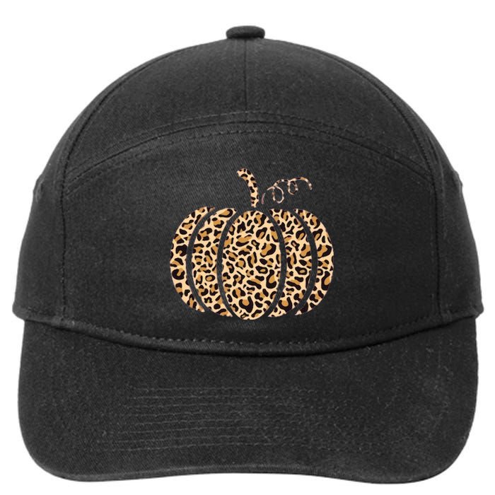 Pumpkin Leopard Print Cheetah Fall Thanksgiving 7-Panel Snapback Hat