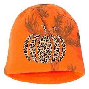 Pumpkin Leopard Print Cheetah Fall Thanksgiving Kati - Camo Knit Beanie