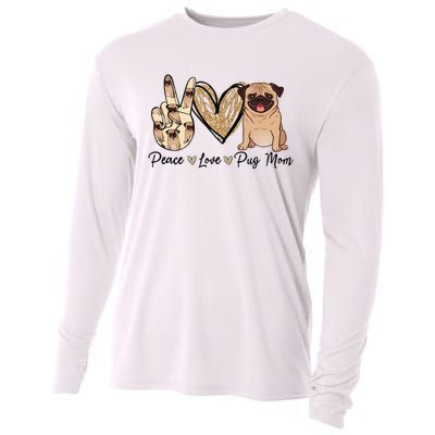 Peace Love Pug Mom Funny Dog Mom Puppy Lover Mother's Day Cooling Performance Long Sleeve Crew