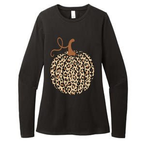 Pumpkin Leopard Print Cheetah Fall  Thanksgiving Womens CVC Long Sleeve Shirt