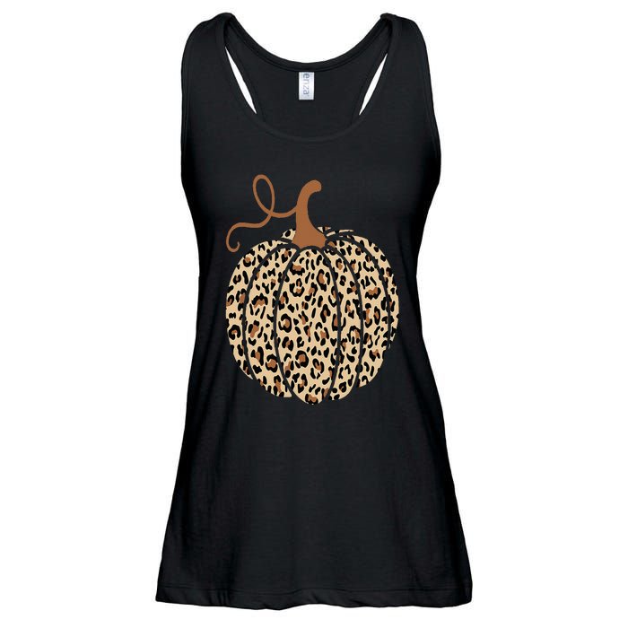 Pumpkin Leopard Print Cheetah Fall  Thanksgiving Ladies Essential Flowy Tank