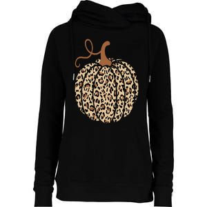 Pumpkin Leopard Print Cheetah Fall  Thanksgiving Womens Funnel Neck Pullover Hood