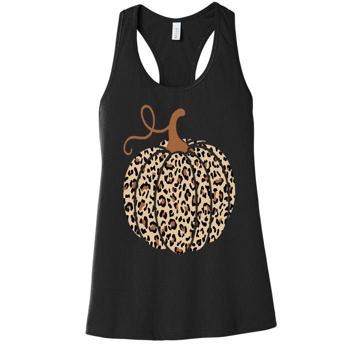 Pumpkin Leopard Print Cheetah Fall  Thanksgiving Women's Racerback Tank