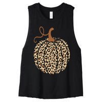 Pumpkin Leopard Print Cheetah Fall  Thanksgiving Women's Racerback Cropped Tank