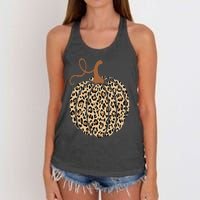 Pumpkin Leopard Print Cheetah Fall  Thanksgiving Women's Knotted Racerback Tank