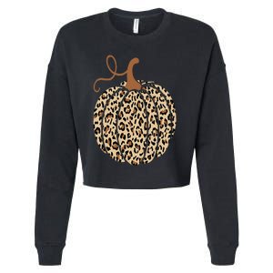 Pumpkin Leopard Print Cheetah Fall  Thanksgiving Cropped Pullover Crew