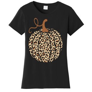 Pumpkin Leopard Print Cheetah Fall  Thanksgiving Women's T-Shirt