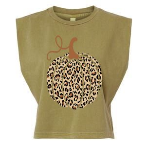 Pumpkin Leopard Print Cheetah Fall  Thanksgiving Garment-Dyed Women's Muscle Tee