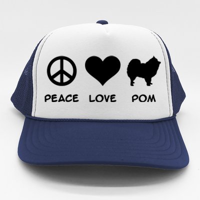 Peace Love Pomeranian Trucker Hat