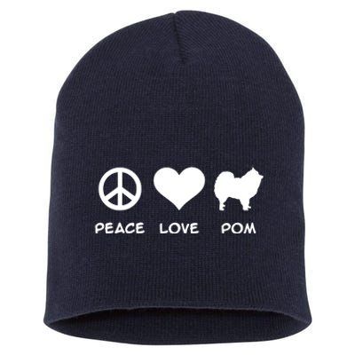 Peace Love Pomeranian Short Acrylic Beanie