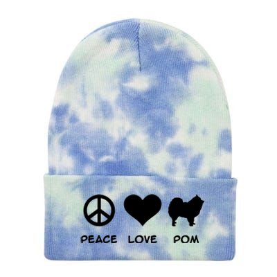 Peace Love Pomeranian Tie Dye 12in Knit Beanie