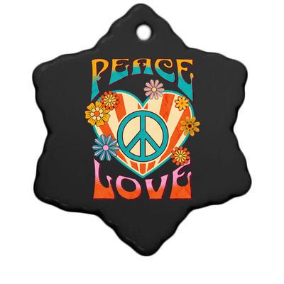 Peace Love Peace Sign 60s 70s Hippie Style Ceramic Star Ornament