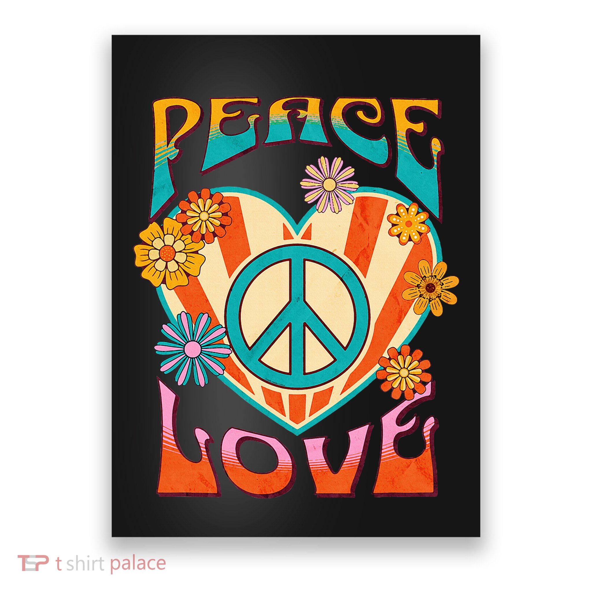 Peace Love Peace Sign 60s 70s Hippie Style Poster