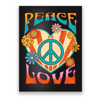 Peace Love Peace Sign 60s 70s Hippie Style Poster