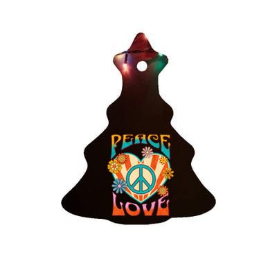 Peace Love Peace Sign 60s 70s Hippie Style Ceramic Tree Ornament